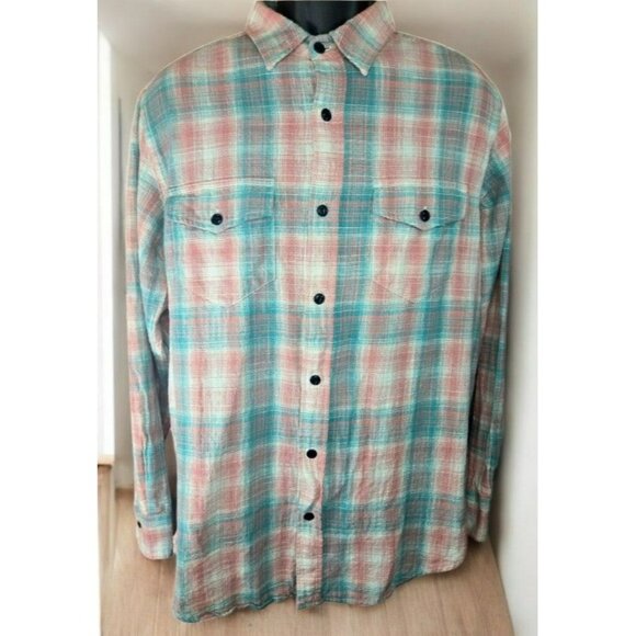 Orvis Mens Classic Fit Button-Up Plaid Shirt Medium  Pink & Blue - Picture 1 of 7